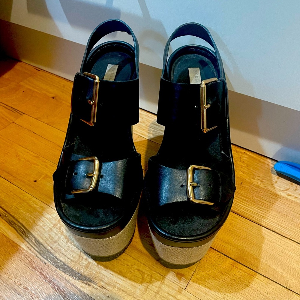STELLA MCCARTNEY DOUBLE BUCKLE PLATFORM SANDAL SIZE 6